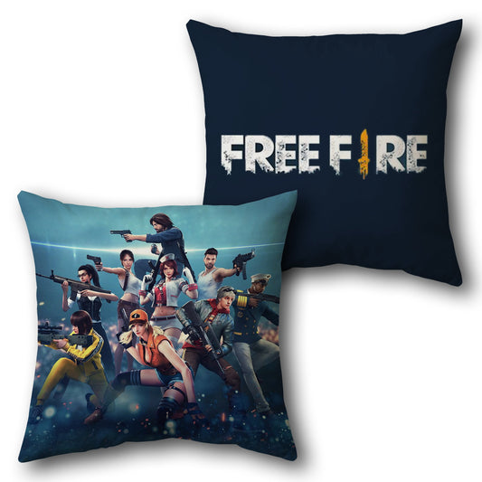 Free Fire Squad  - Navy Blue with Multicolor Design Cushion Single (Front & Back)