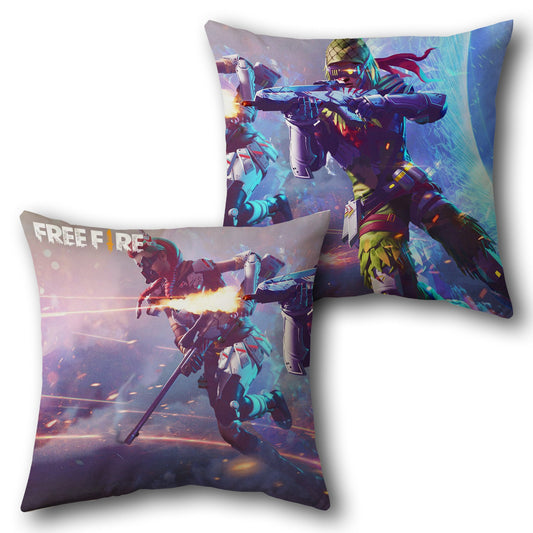 Free Fire Action Battle Throw  - Blue and Green Design Cushion Single (Front & Back)