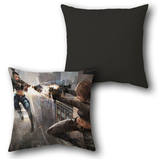 Free Fire Urban Combat Throw  - Black and Blue Design Cushion Single (Front & Back)