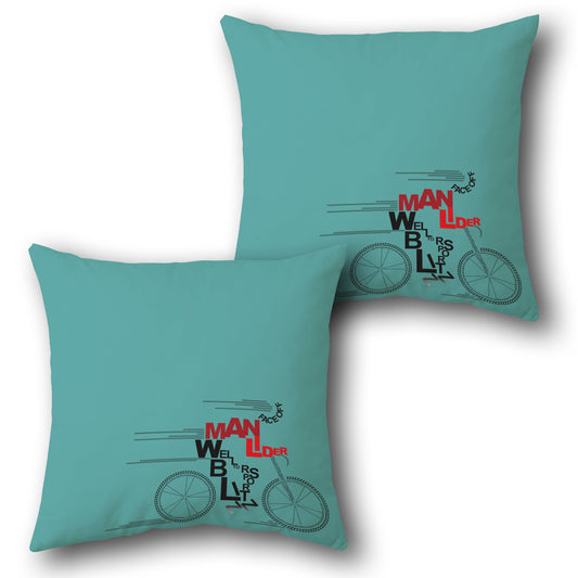 Cycling Enthusiast Typography Throw  - Teal and Black Design Cushion Single (Front & Back)