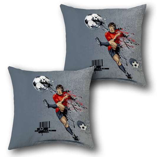 Soccer Player Action Throw  - Grey and Red Design Cushion Single (Front & Back)