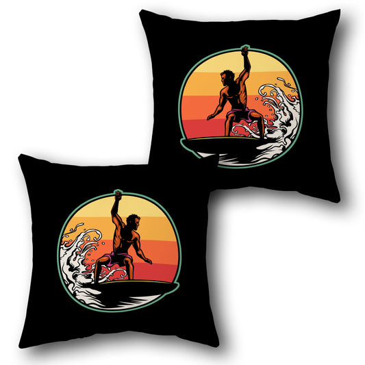 Sun Surfer Throw  - Black and Orange Design Cushion Single (Front & Back)