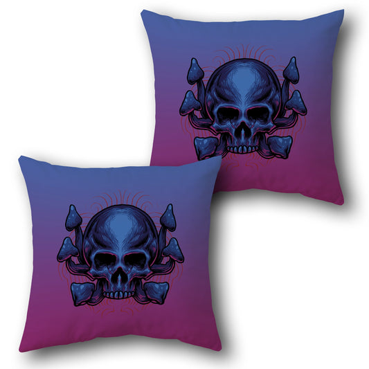 Psychedelic Skull & Shroom Throw  Design Cushion Single (Front & Back)