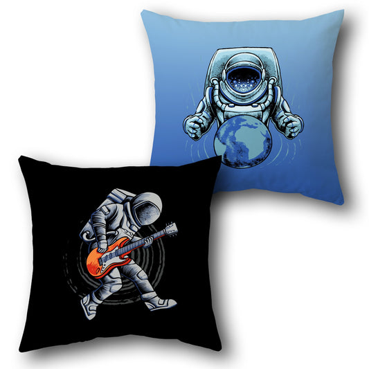 Cosmic Vibes Astronaut Throw  Design Cushion Single (Front & Back)