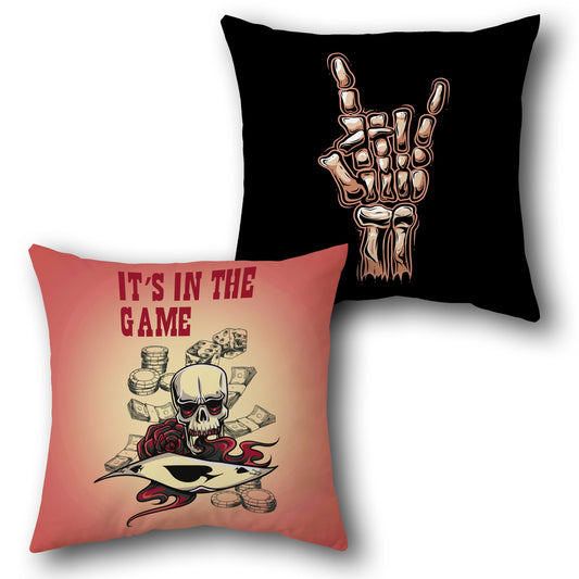 Hardcore Game & Rock Skull Throw  Design Cushion Single (Front & Back)