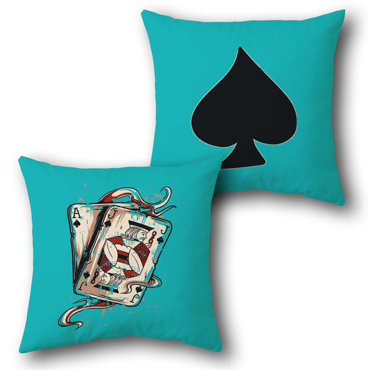 "Ace of Spades" Playing Card Throw  - Cyan Design Cushion Single (Front & Back)