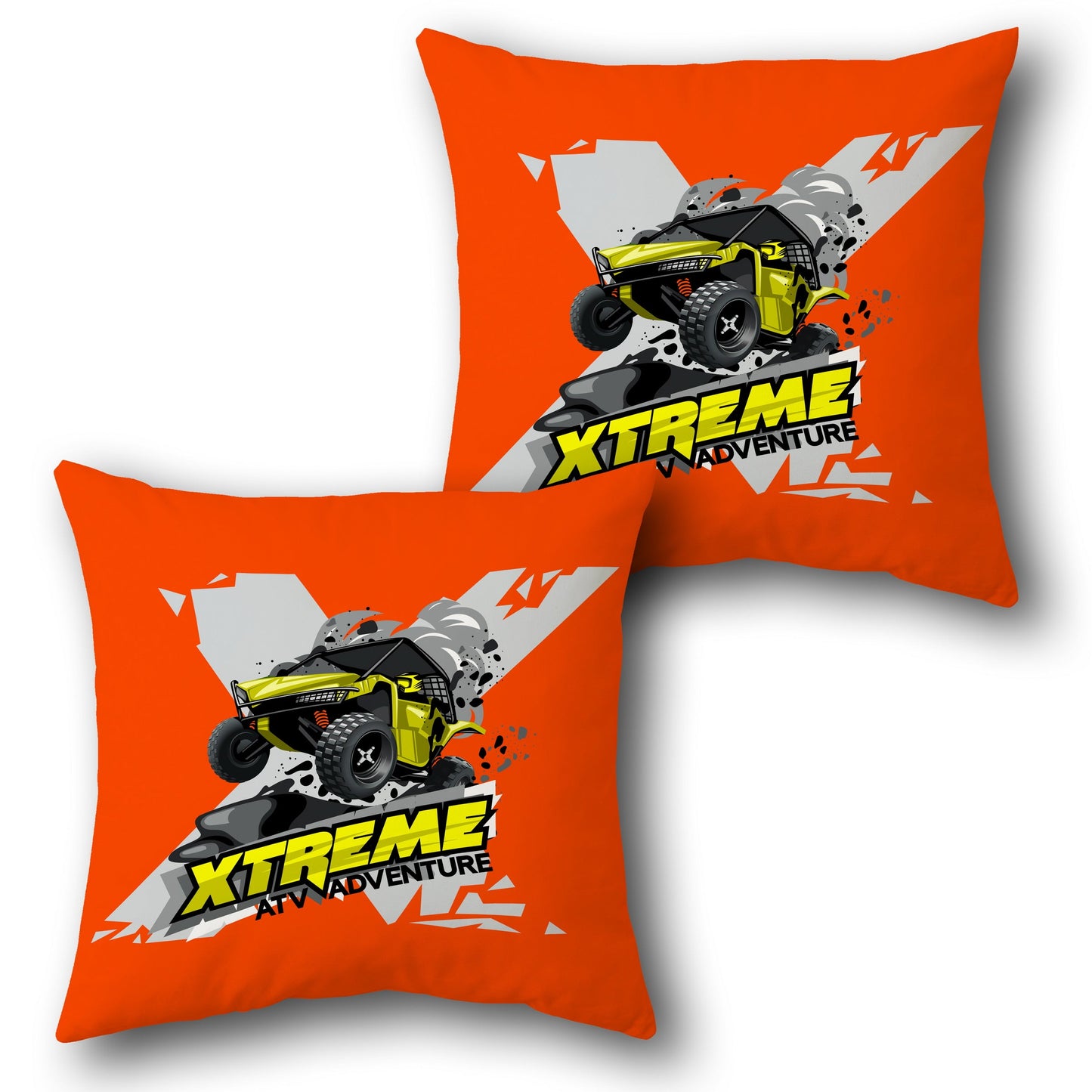 "Xtreme ATV Adventure" Throw  - Orange Design Cushion Single (Front & Back)