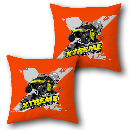 "Xtreme ATV Adventure" Throw  - Orange Design Cushion Single (Front & Back)