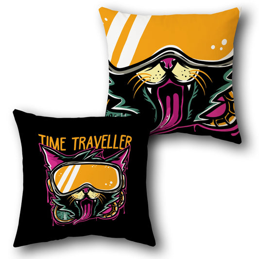 Time Traveller Cat Cushion (Front & Back)