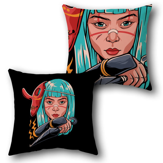 Warrior Girl Tribal Art Cushion – Front & Back Print