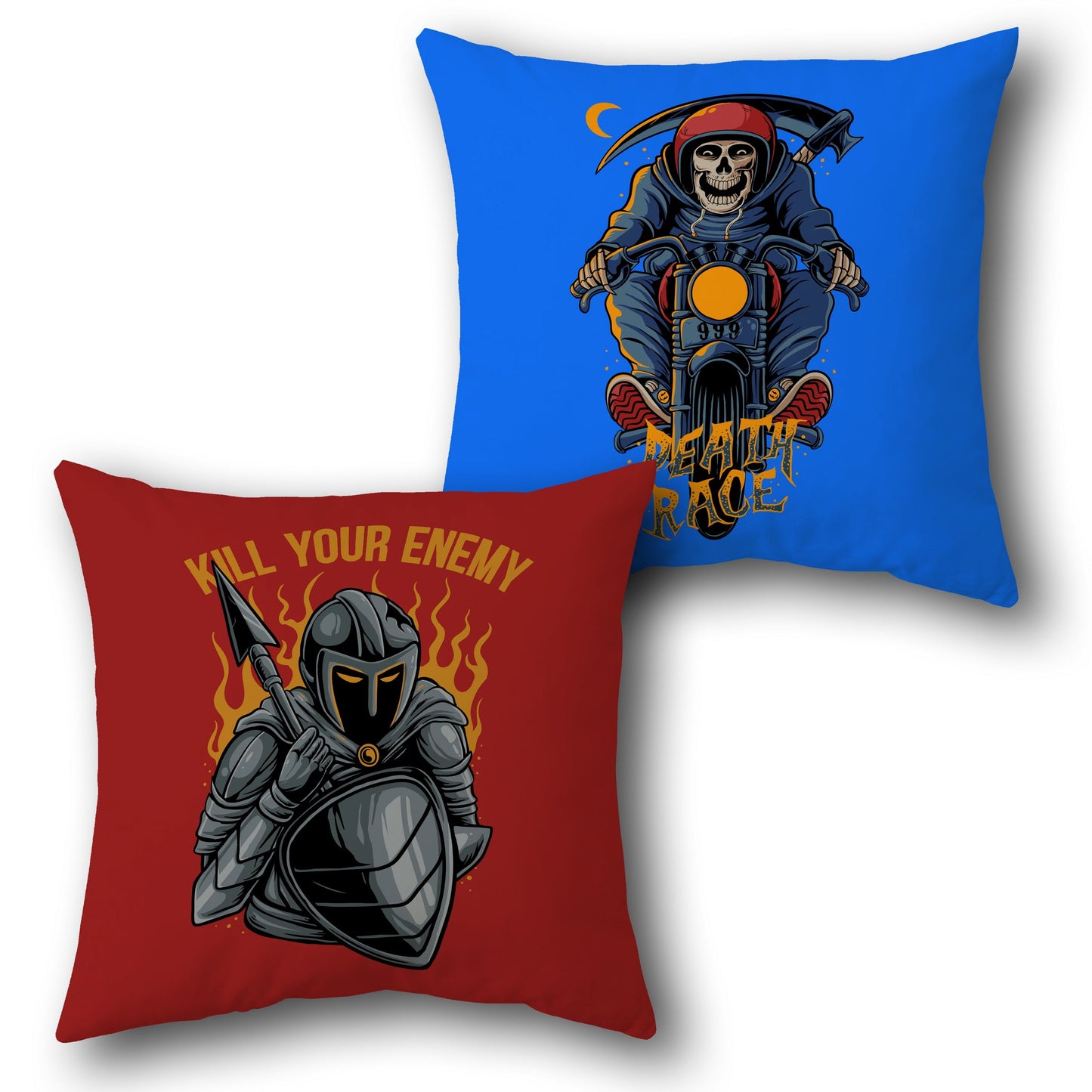 Kill Your Enemy & Death Race Cushion (Single, Front & Back)