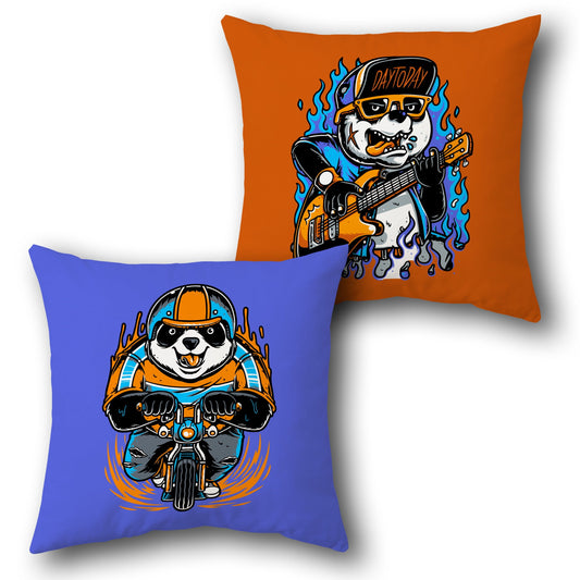 Panda Racer & Rockstar Cushion (Single, Front & Back)