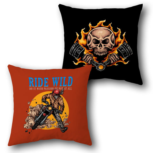 Ride Wild Biker Skull Passion Cushion (Single Front & Back)