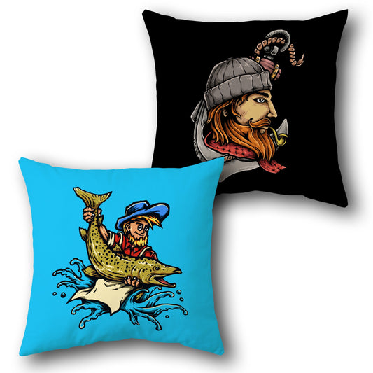 Vintage Fisherman & Sea Captain Cushion (Single Front & Back)