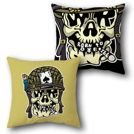 Born to Kill Skull Dual-Side Single Cushion (Front & Back)