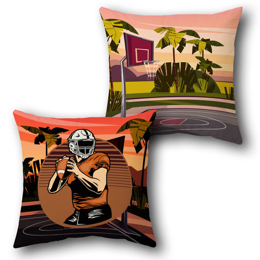 "Football Court Sunset Cushion (Front & Back)"
