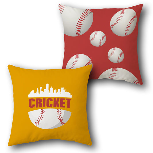"Cricket Cityscape Cushion (Front & Back)"