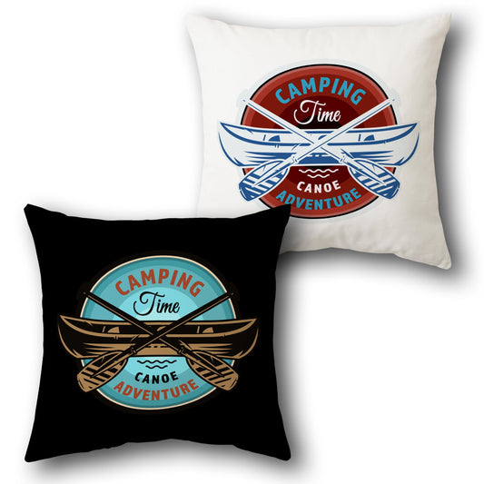 "Camping Canoe Adventure Cushion (Front & Back)"