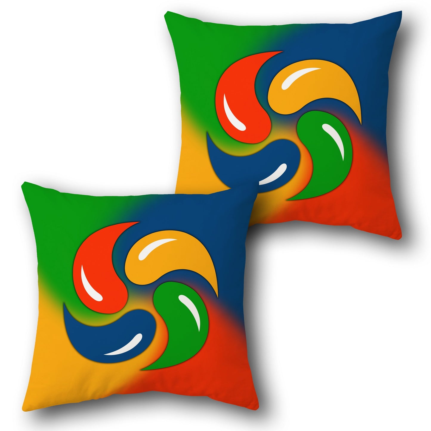 "Colorful Swirl" Abstract Throw  - Multicolor Gradient Design Cushion Single (Front & Back)