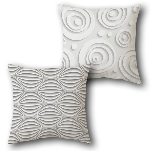 Elegant White 3D Embossed Texture  Design Cushion Single (Front & Back)