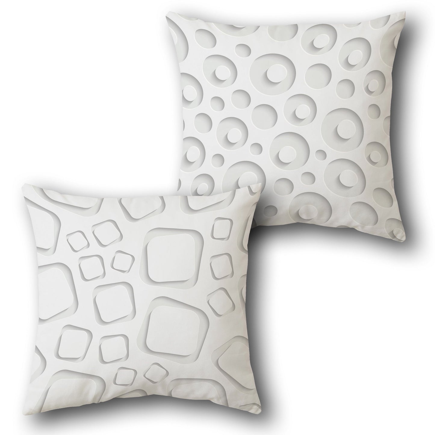 3D Geometric White  Design Cushion Single (Front & Back)