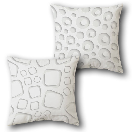 3D Geometric White  Design Cushion Single (Front & Back)