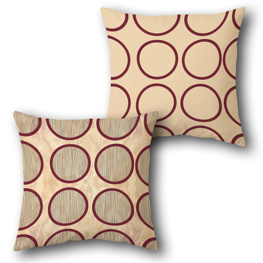 Retro Maroon Circle Pattern  Design Cushion Single (Front & Back)