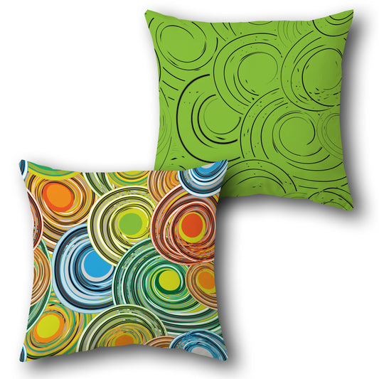 Swirl Harmony  - Multicolor & Green Design Cushion Single (Front & Back)