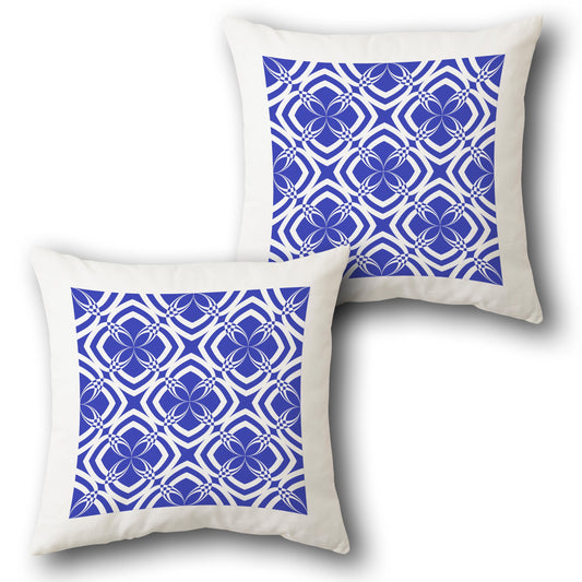Azure Lattice  - Blue & White Design Cushion Single (Front & Back)