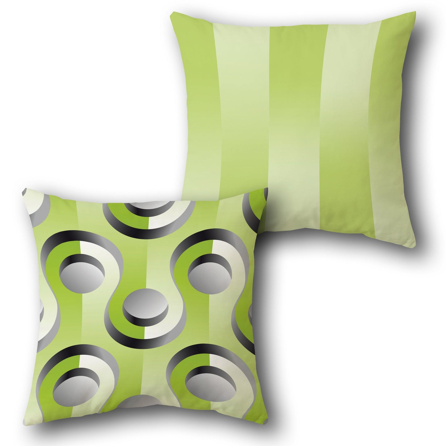 Retro Orbit  - Green & Grey Design Cushion Single (Front & Back)