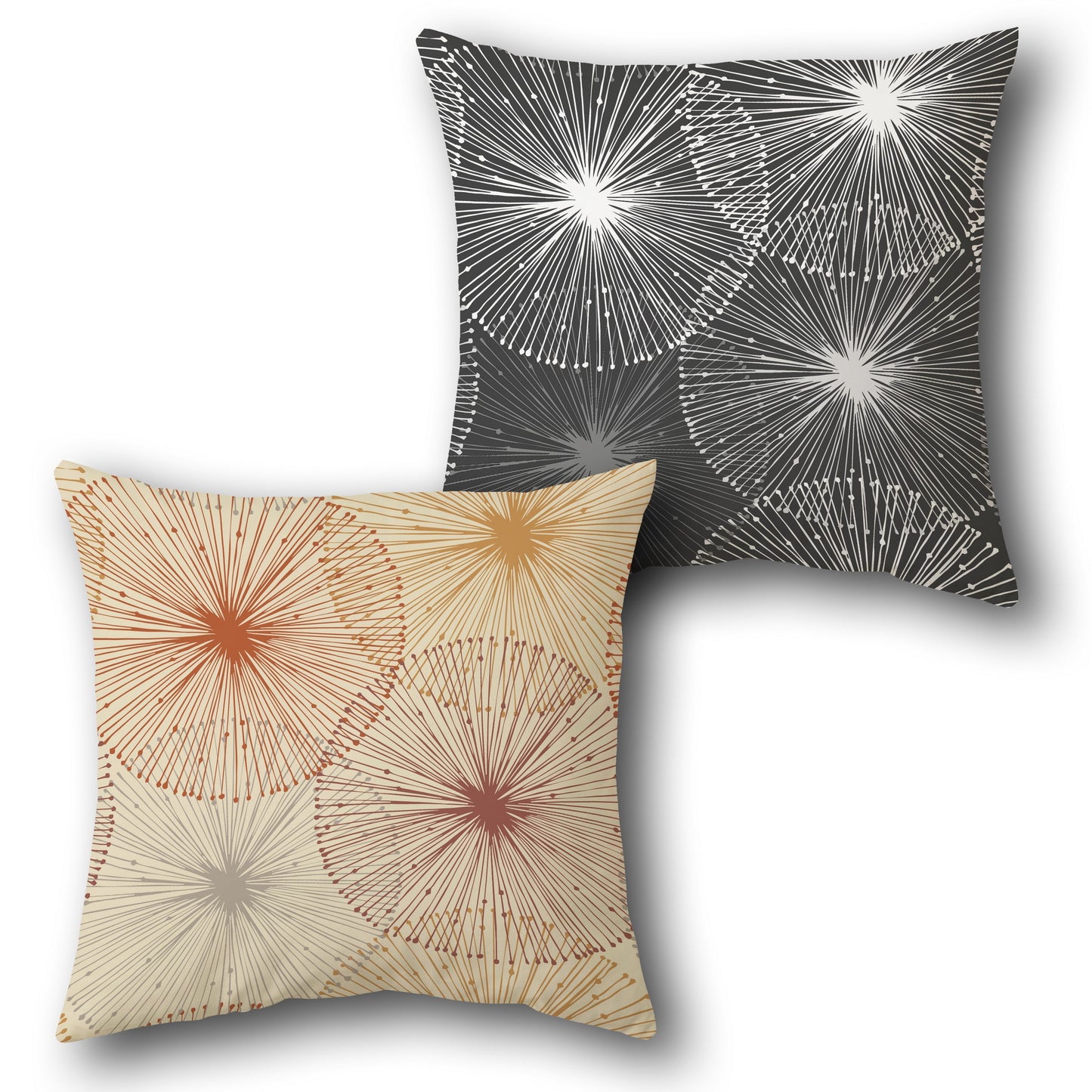 Radiant Burst  - Beige & Black Design Cushion Single (Front & Back)