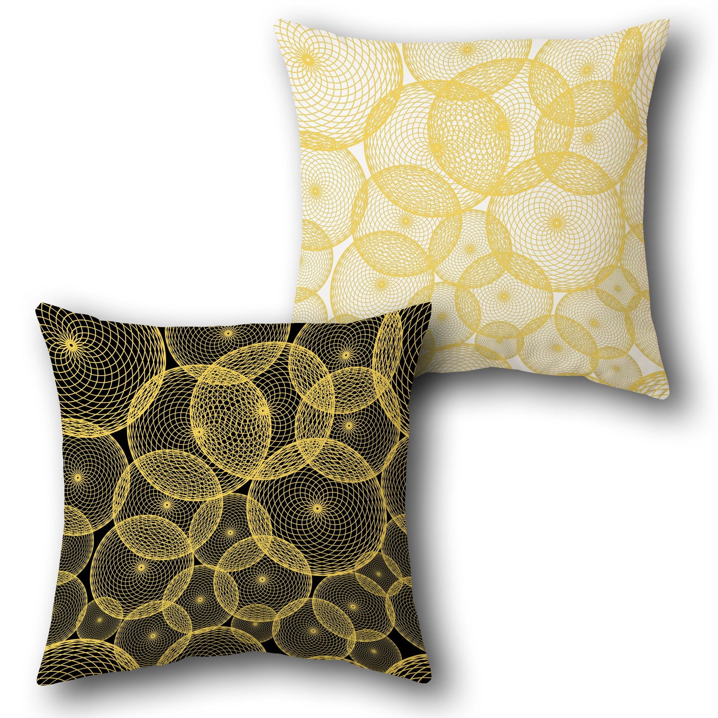 Orbital Glow  - Black & Cream Design Cushion Single (Front & Back)