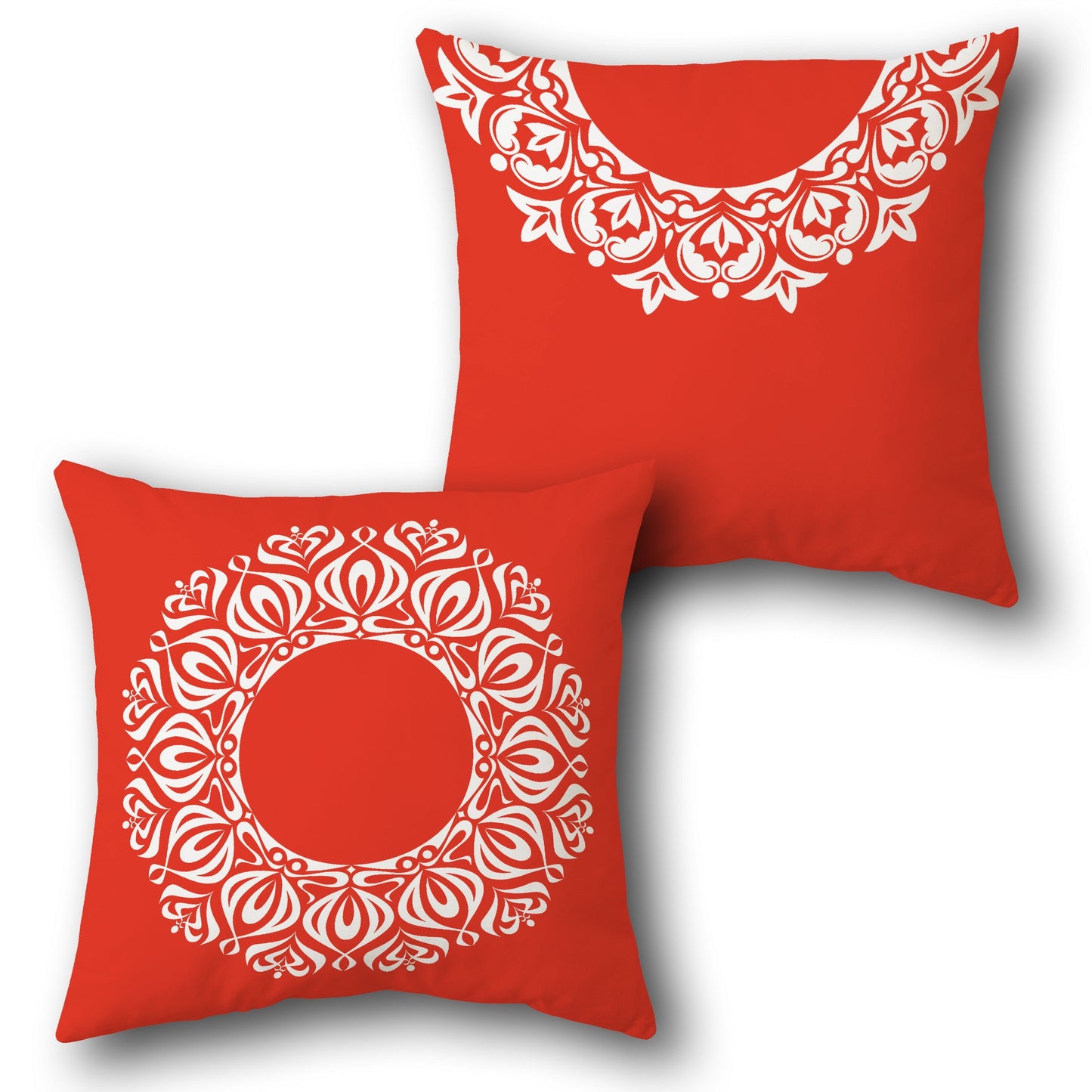Scarlet Mandala  - Red & White Design Cushion Single (Front & Back)