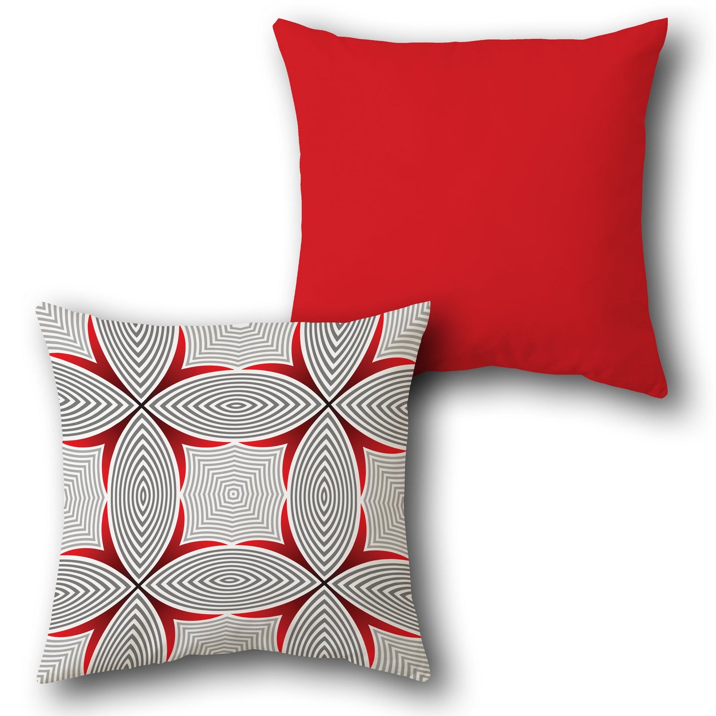 Red Geometric Spiral  Design Cushion Single (Front & Back)