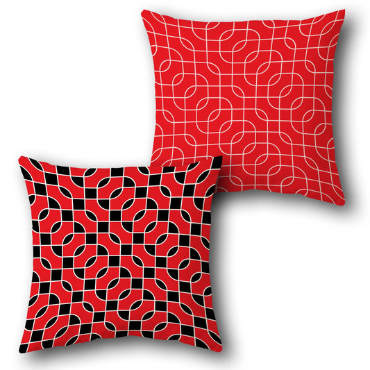 Red and Black Optical  Design Cushion Single (Front & Back)