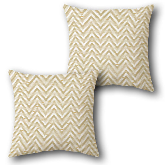Beige Chevron  Design Cushion Single (Front & Back)