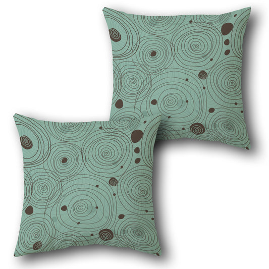 Teal Spiral Orbit  Design Cushion Single (Front & Back)
