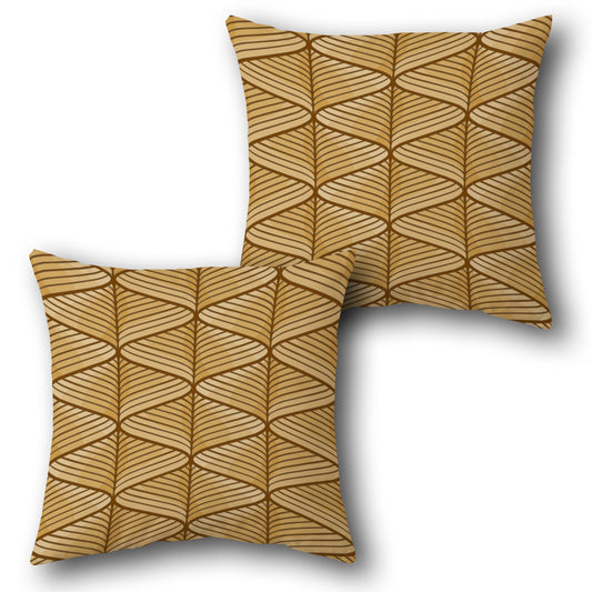 Golden Leaf Geometric  Design Cushion Single (Front & Back)