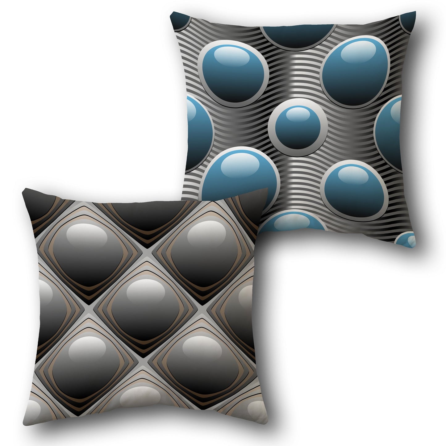 Blue and Gray Bubble  Design Cushion Single (Front & Back)