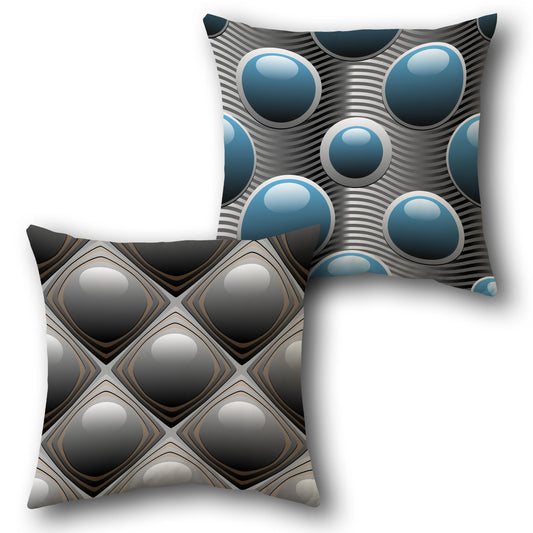Blue and Gray Bubble  Design Cushion Single (Front & Back)