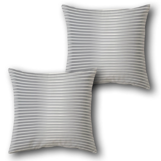 Sleek Silver Striped  Design Cushion Single (Front & Back)