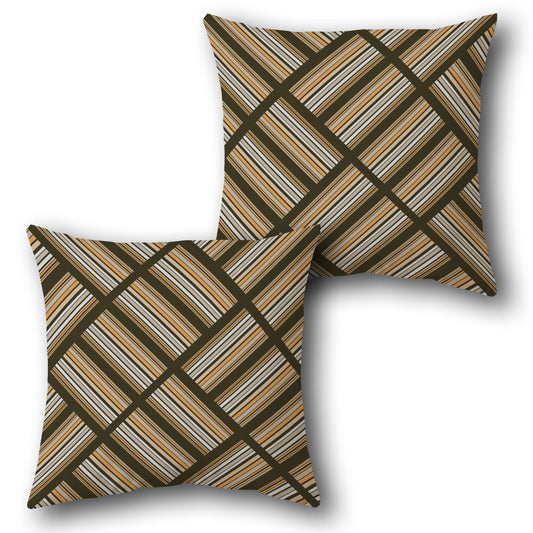 Diagonal Striped Plaid  Design Cushion Single (Front & Back)