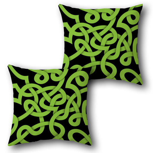 Neon Green Abstract Knot  Design Cushion Single (Front & Back)