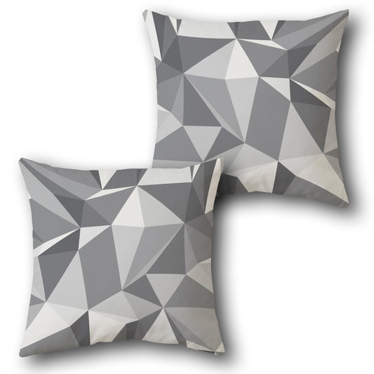 Monochrome Crystal Polygon  Design Cushion Single (Front & Back)
