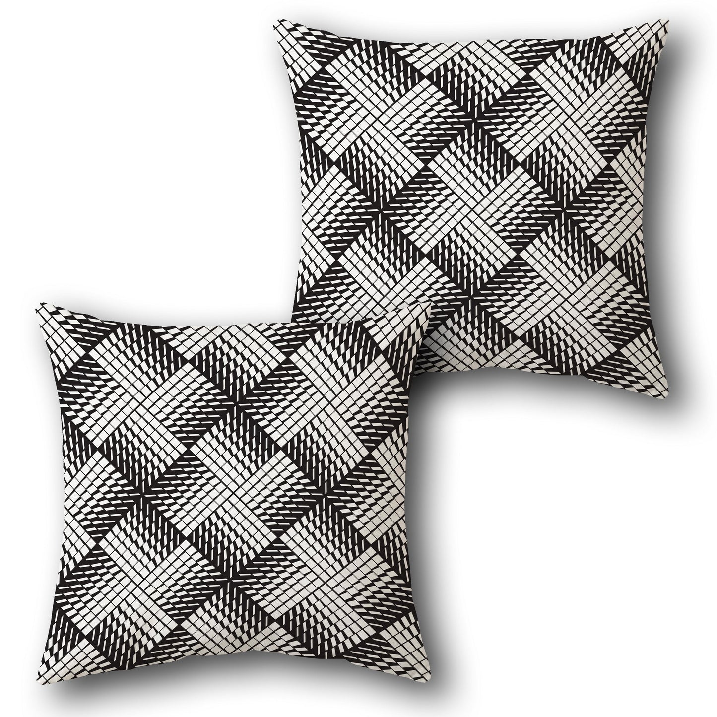 Monochrome Illusion Grid  Design Cushion Single (Front & Back)