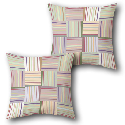 Pastel Patchwork Stripe  Design Cushion Single (Front & Back)
