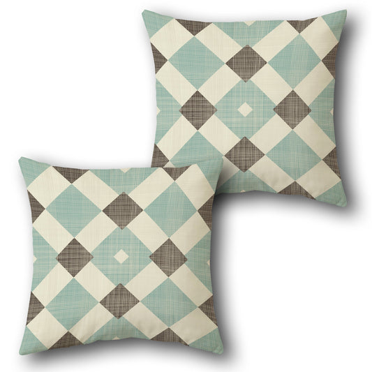 Soft Vintage Check    Design Cushion Single (Front & Back)
