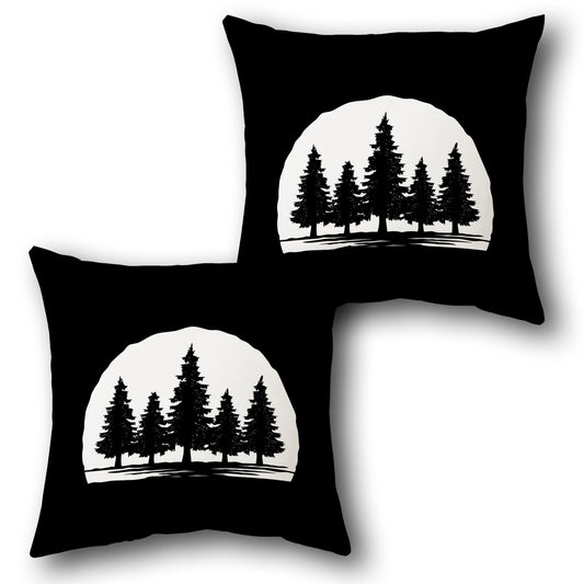 Mountainscape Throw  - Green and Grey Design Cushion Single (Front & Back)