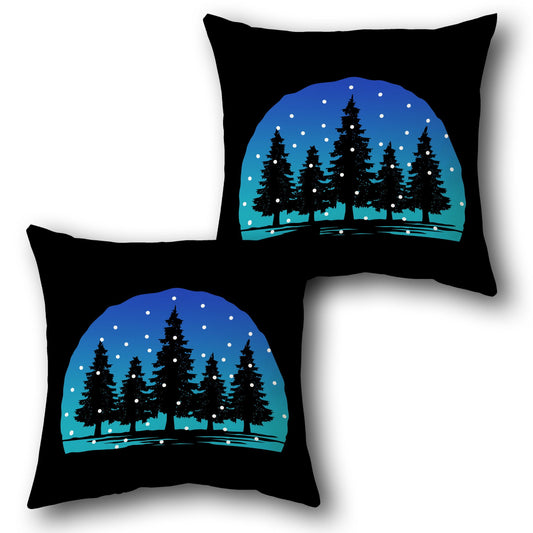 Snowy Peaks Throw  - White and Blue Design Cushion Single (Front & Back)