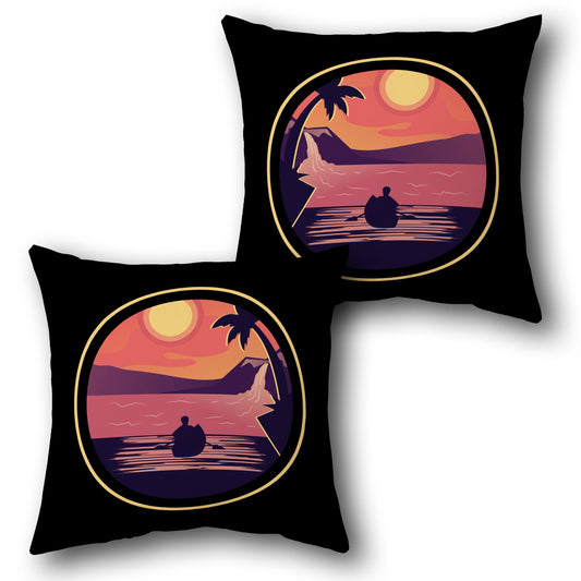 Sun Paddle  - Black & Multicolor Design Cushion Single (Front & Back)